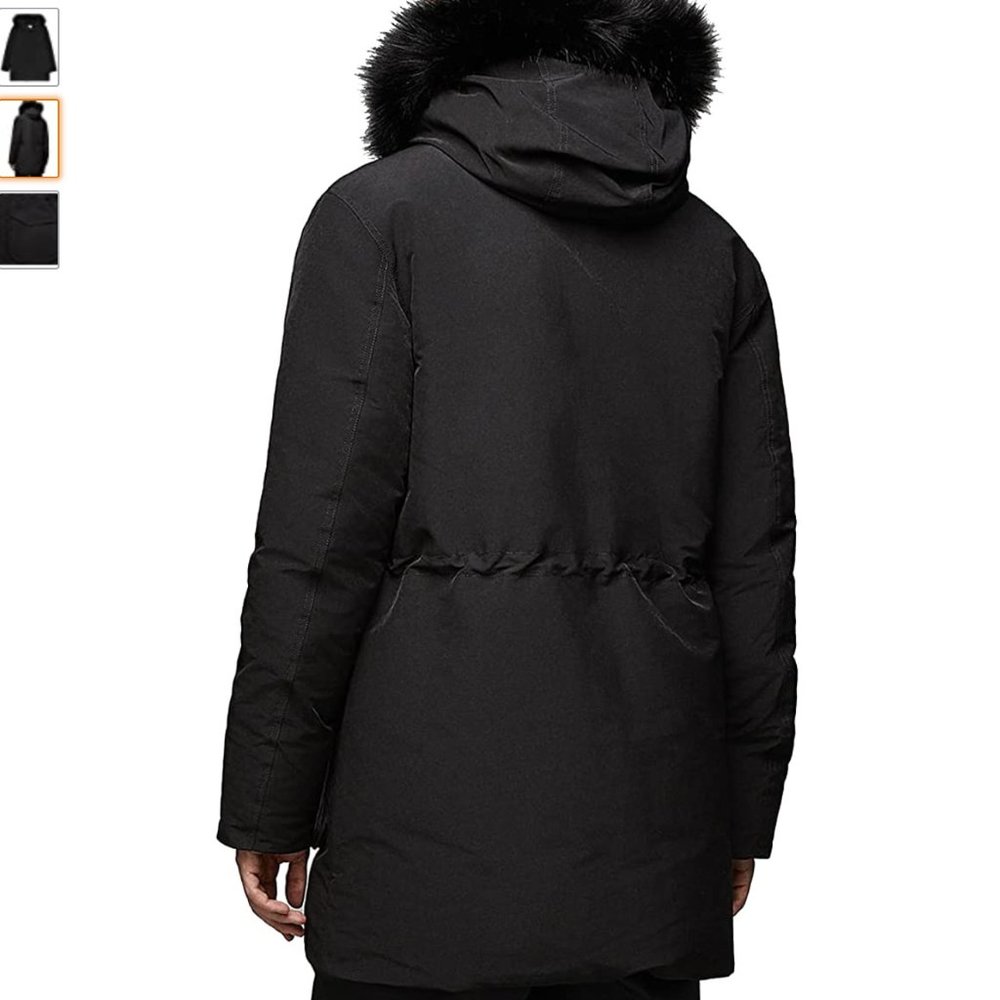 Zara MAN Long Quilted Coat With Faux Fur Hood - Picture 4 of 12